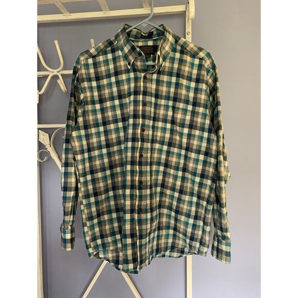 Vintage Pendleton Shirt Mens Wool Green plaid button down Lg preppy grandpa - Picture 1 of 6